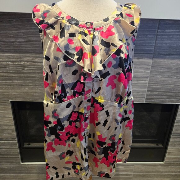 George Plus Abstract Print Ruffle Blouse | Size 2X - Picture 1 of 3